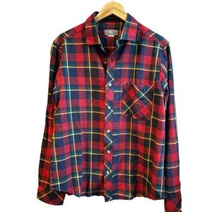 TNL Plaid Tartan Men Unisex Button Down Shirt M/L
